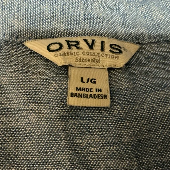 Orvis Womens Linen Blend Button Up Relaxed Fit Blue Tunic Top Coastal Preppy L - Picture 14 of 16